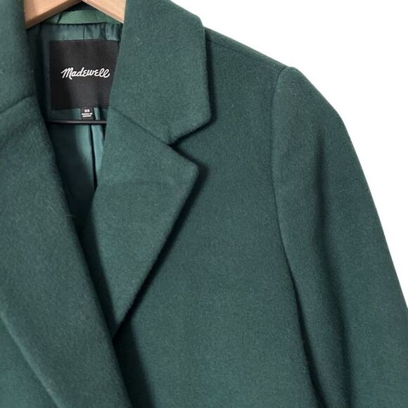 Madewell Hollis Double-Breasted Coat Smoky Spruce Size XS wool blend warm cozy - Picture 2 of 7